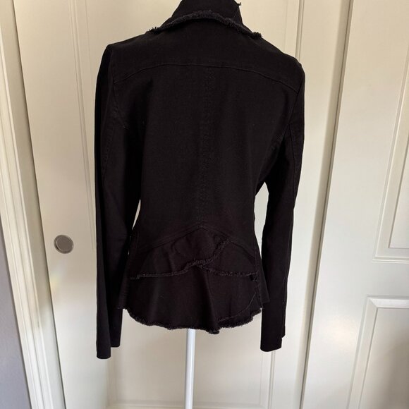 Luii Black Stretch Blazer with Back Ruffles, Size XL - Picture 4 of 7